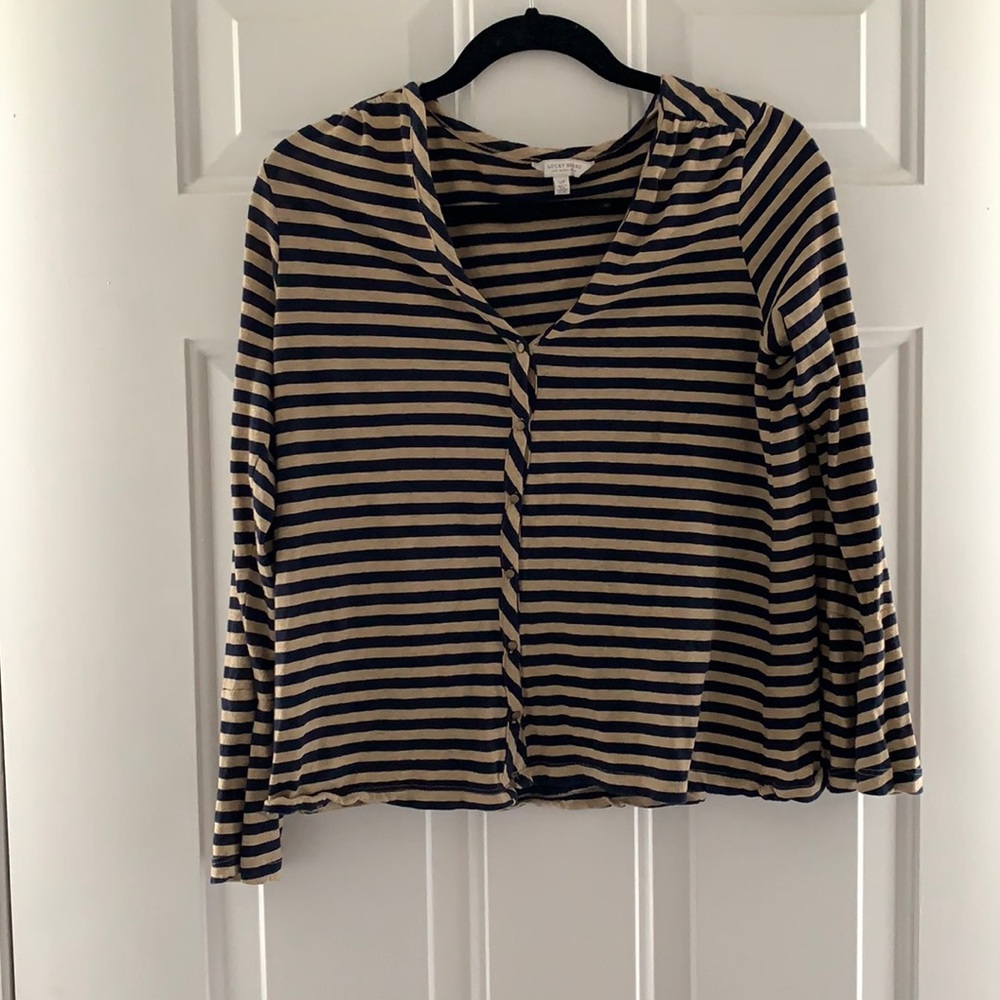 Striped Button Up Flare Sleeve